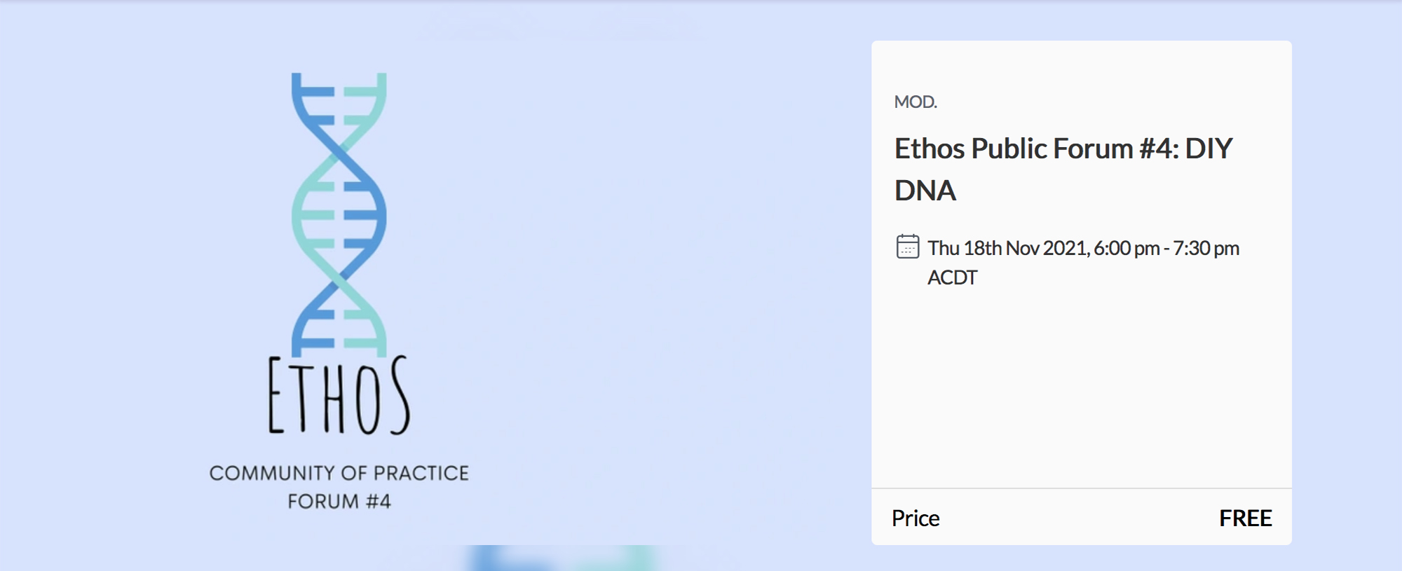 Website promotion for MOD. Ethos Public Forum #4_DIY DNA